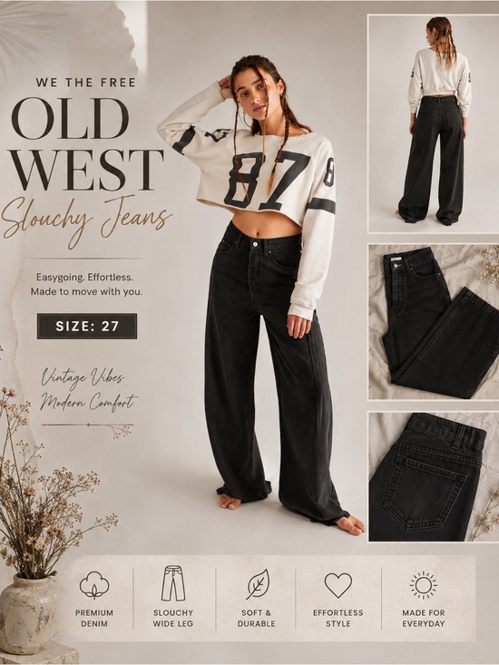 Free People Denim - Free People Black High-Rise Wide-Leg Flare Jeans also in taupe worn once